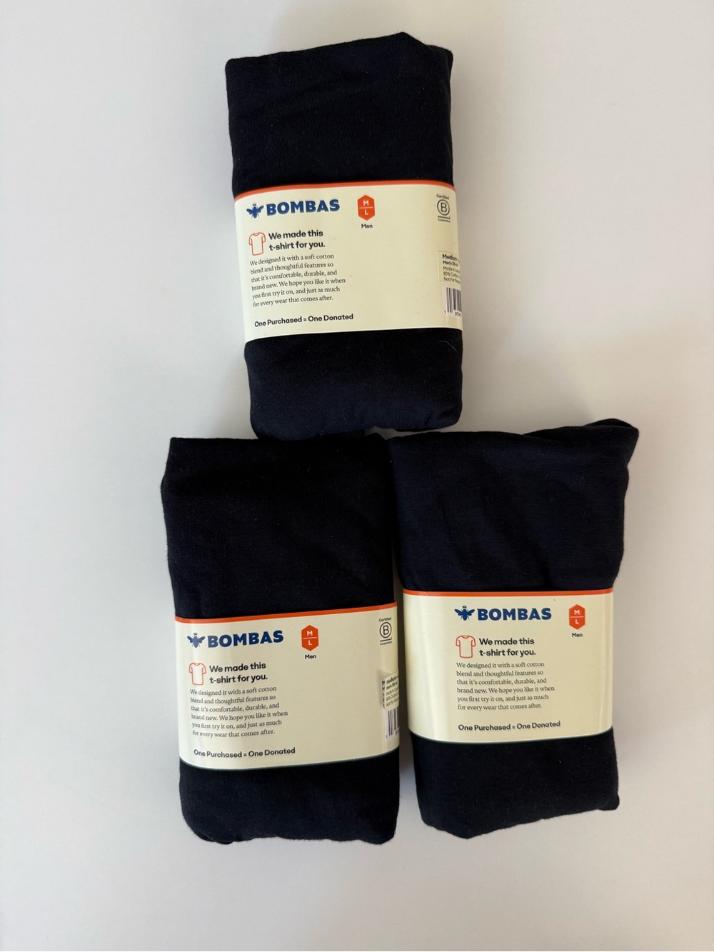 Bombas Black Men’s crew neck shirts  - 3-Pack